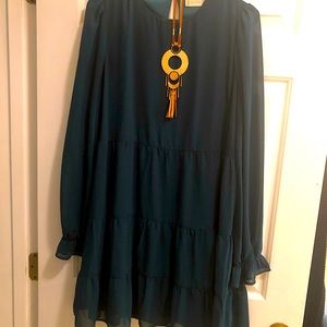 Altar’d State Dress. Long sleeve flowy green dress size large.